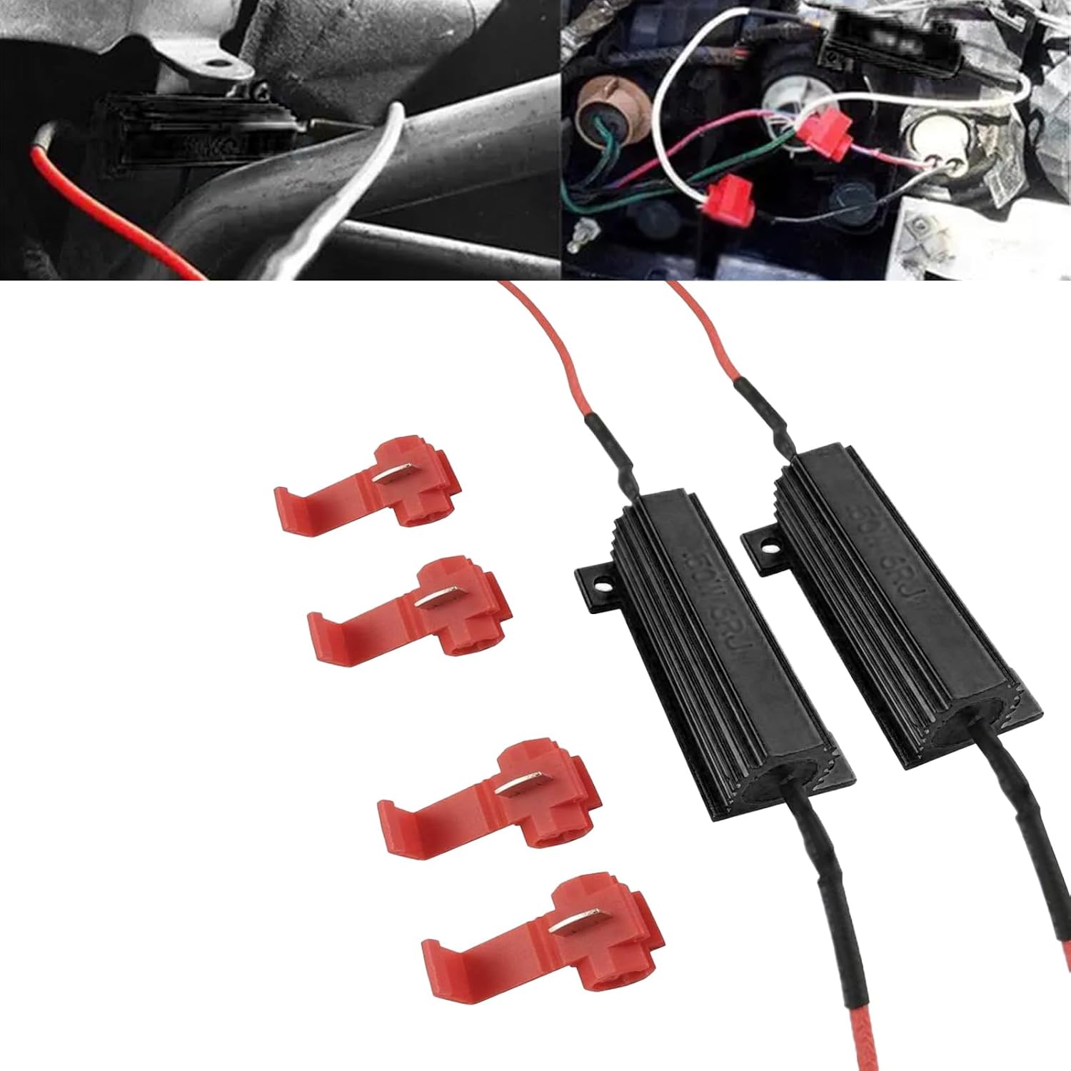 2 resistencias de carga de automóvil, 50 W 6 ohmios, resistentes a prueba de agua de bombillas LED de metal para fijar luces intermitentes