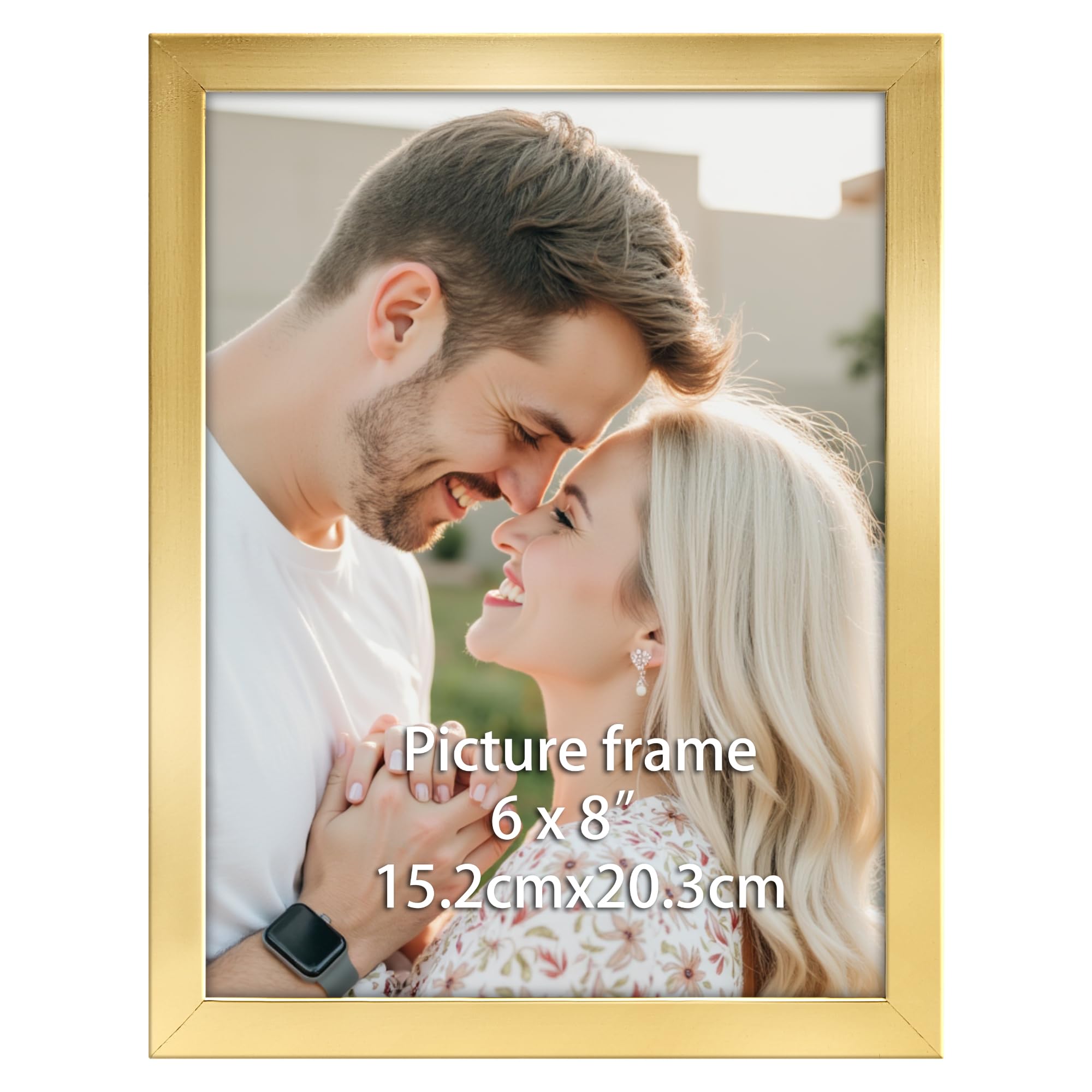 Ditwis 8x6 Photo Frame Gold, Modern Frame Suitable for 6x8 Photos and Pictures, Horizontal or Vertical Wall or Table Display