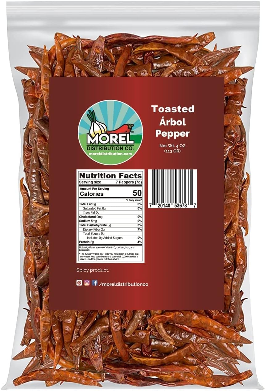 Toasted Chile de Arbol, Chile de Arbol Tostado. 4 oz and 1 lb. (4 oz