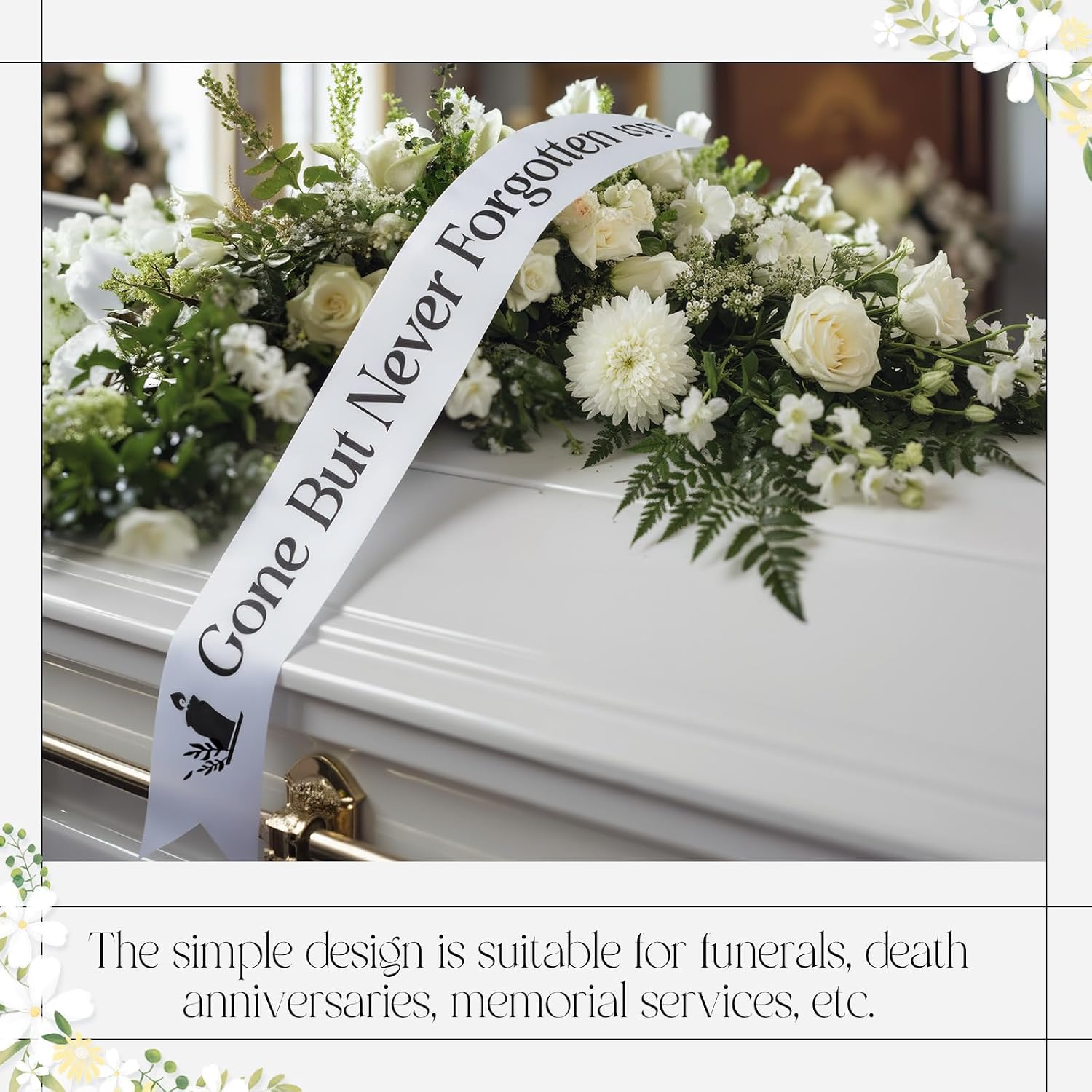 4 Pack Funeral Sash Memorial Wreath Sash 59 x 4 Inch Funeral Ribbon Celebration of Life Ribbon for Casket or Wreath Flowers Memorial Service Honor the Loved Ones Memory Mourning