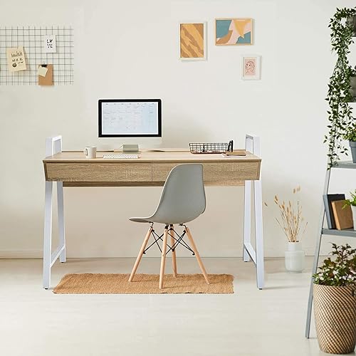 Miniatura 6 de Escritorio de madera para computadora con cajones, escritorio pequeño y moderno de 50 pulgadas para oficina en casa, mesa de trabajo para