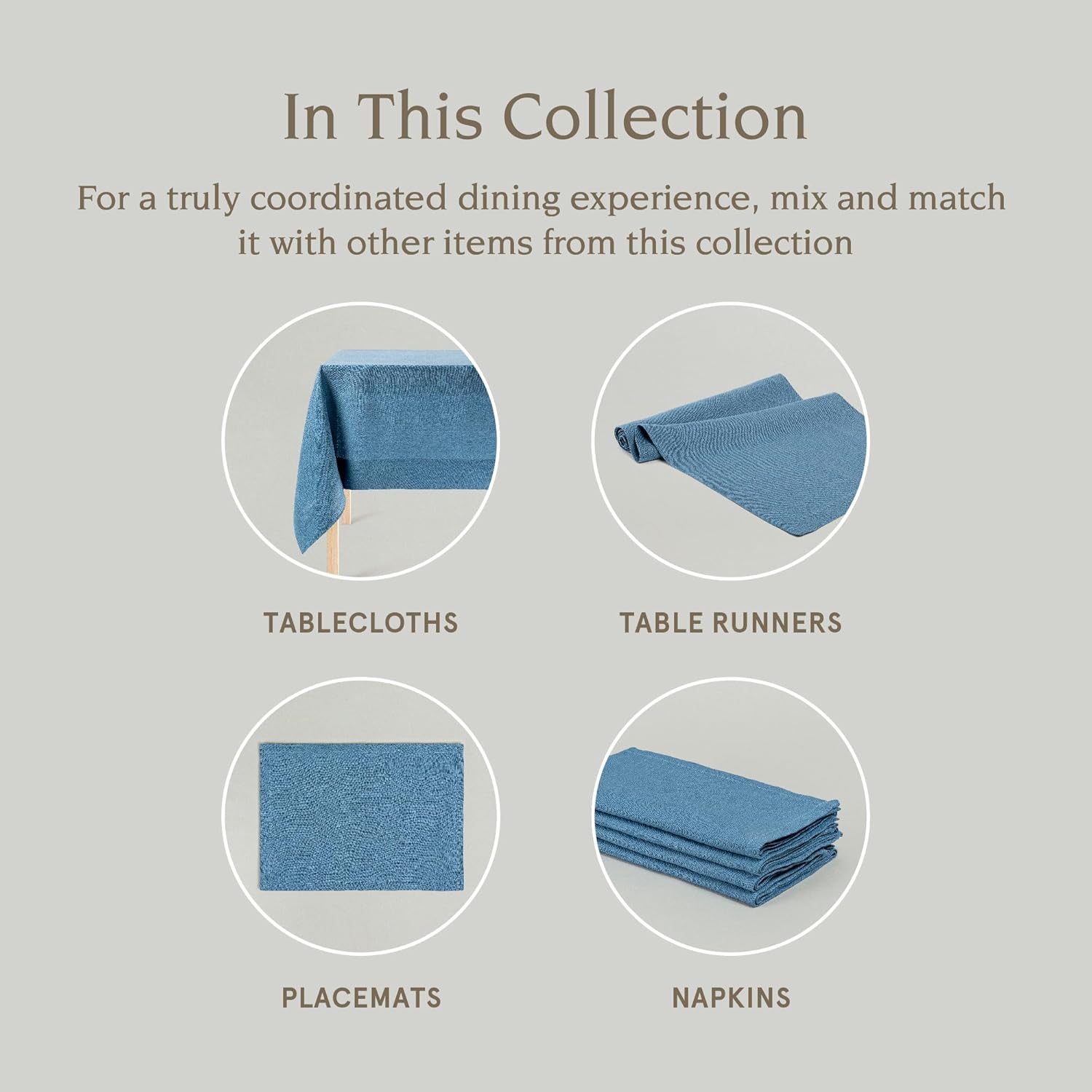 Over&Back 100%-Linen Woven Tablecloth - Colorful Dining Room Table Cover - Mitered Corner Hems - Machine Washable - Kitchen and Home Decor - Blue - 70x108