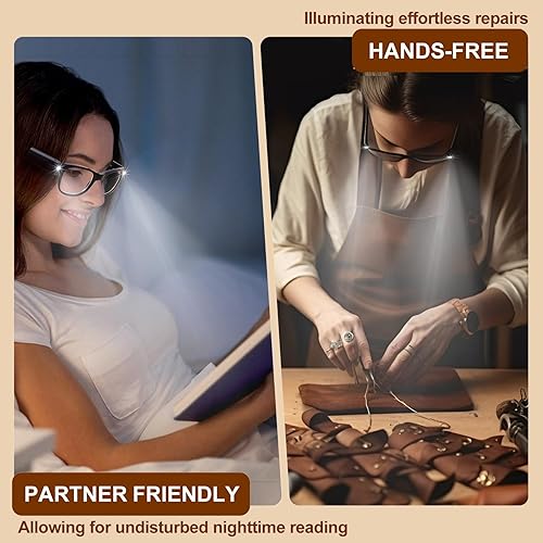Miniatura 3 de Gafas de lectura LED recargables por USB, gafas iluminadas para mujeres y hombres Negro -,Demi