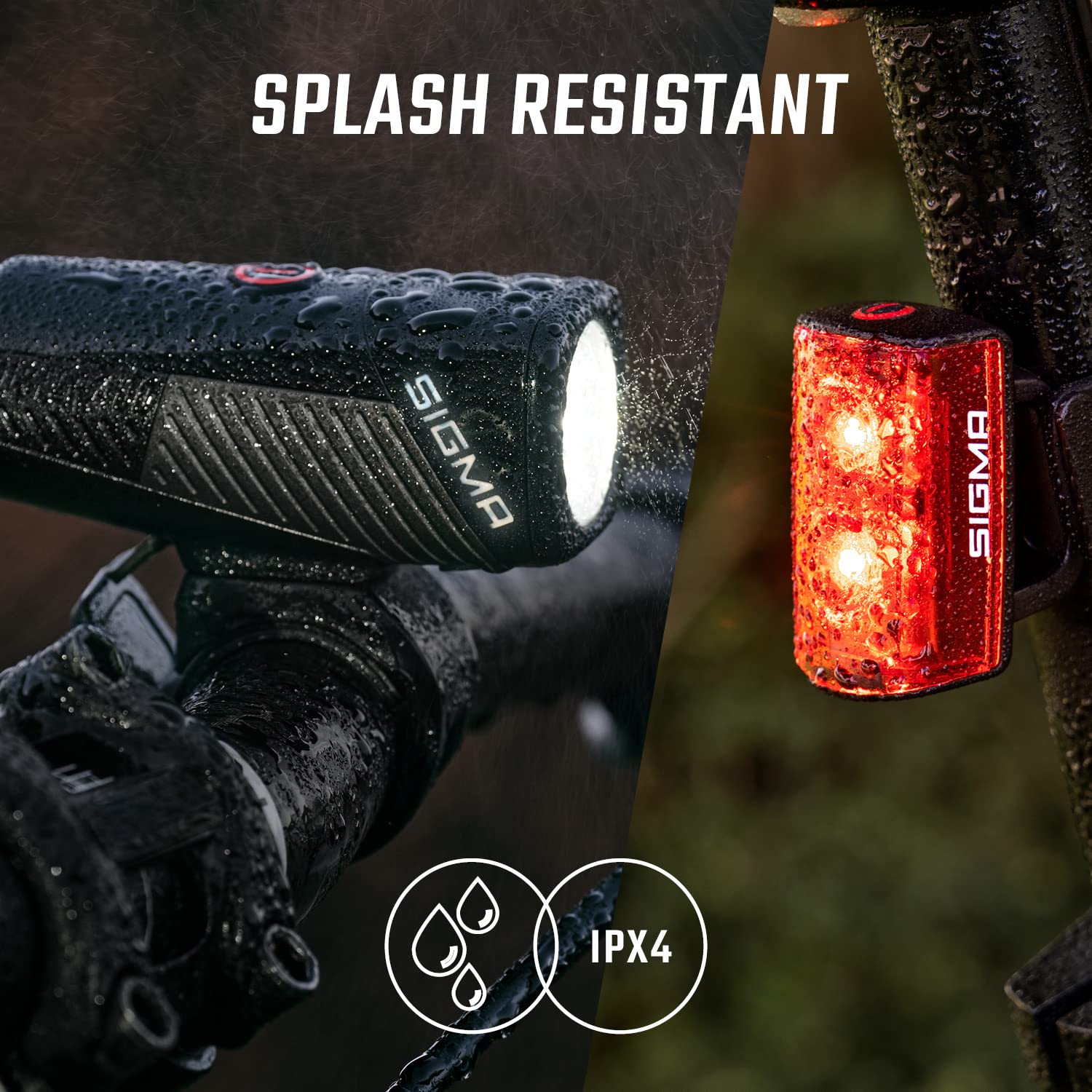 Sigma Buster 400 / RL 80 Set, LED-Lichter vorne und hinten, 400 Lumen und 80 Lumen, batteriebetriebene Fahrradlichter mit fünf Beleuchtungsmodi, Einheitsgröße