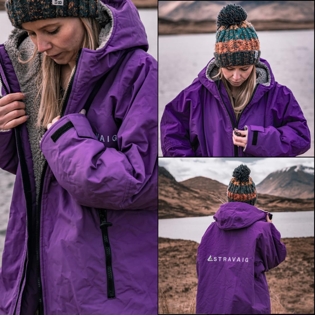 Adult Waterproof Changing Robe Super Soft Fleece Lining-Waterproof Windproof Oversized Coat for Changing Swimming and Watersports. With Compression Straps