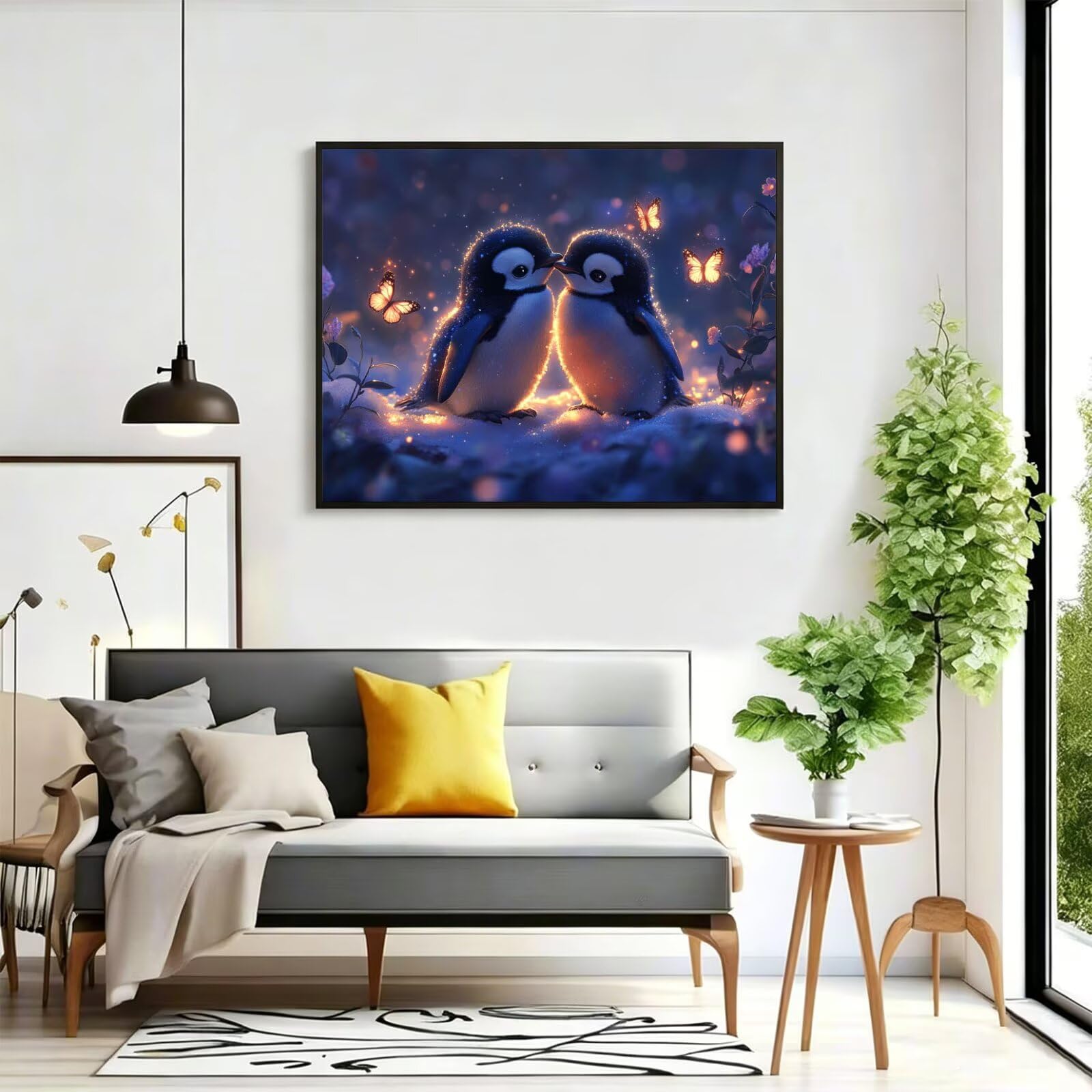 Pintar por Numeros Pingüino Pinturas Acrilicas animal Pintura por Numeros Lienzos para Pintar, Pintura Acrilica Manualidades, Decoración para Hogar, Regalos Cumpleaños, 90x120cm Sin Marco, q-728