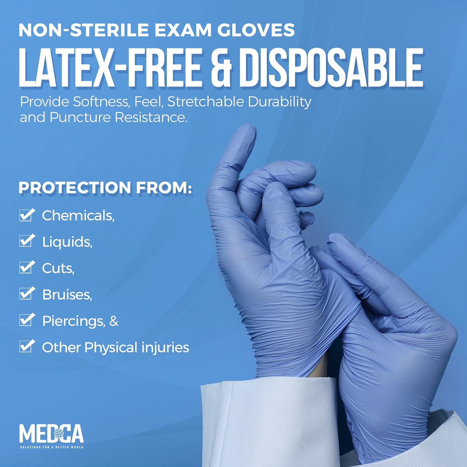 MEDca Nitrile Exam Gloves - Disposable Non-Sterile Gloves - Non-Powder Rubber & Latex-Free, General Gloves, Janitorial Supply