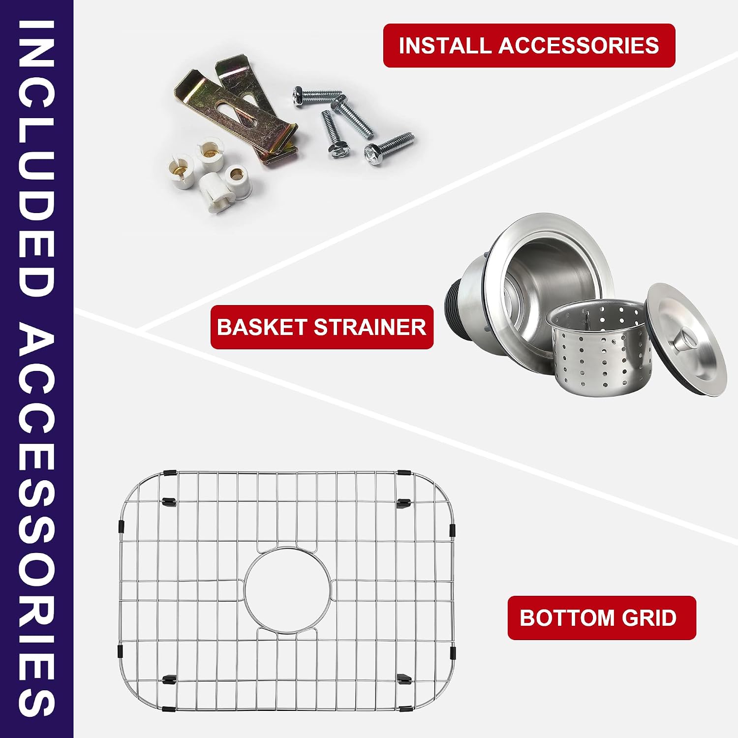 23 Inch Undermount Kitchen Sink 18 Gauge Stainless Steel Single Bowl Commercial Grade Satin Finish Bar Prep Sinks with Basket Strainer and Protected Grid 23" x 18" x 9"