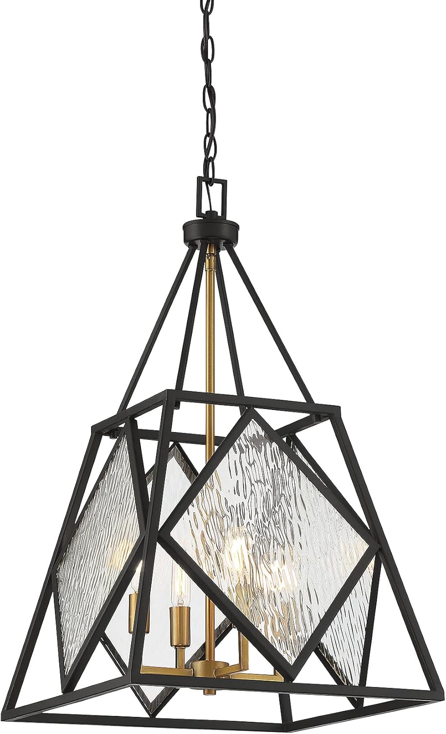 Savoy House 7-5402-4-79 Capella Mid-Century Modern Glam Clear Water Pendant, 4-Light 240 Total Watts, 28" H x 16" W, English Bronze and Warm Brass