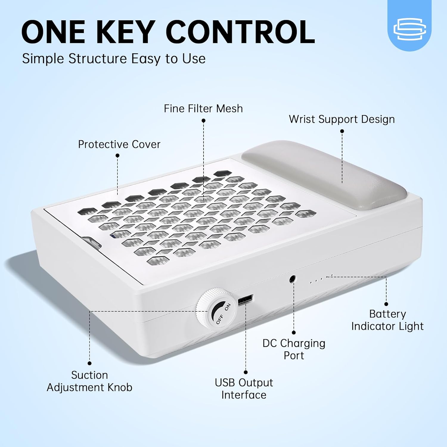 Nail Dust Collector, Cordless Dust Collector Nail Tech, Professional 550PA Vacuum Fan Vent Dust Extractor Quiet Dust Suction Machine for Acrylic Nails Polishing, Nail Salon&Home