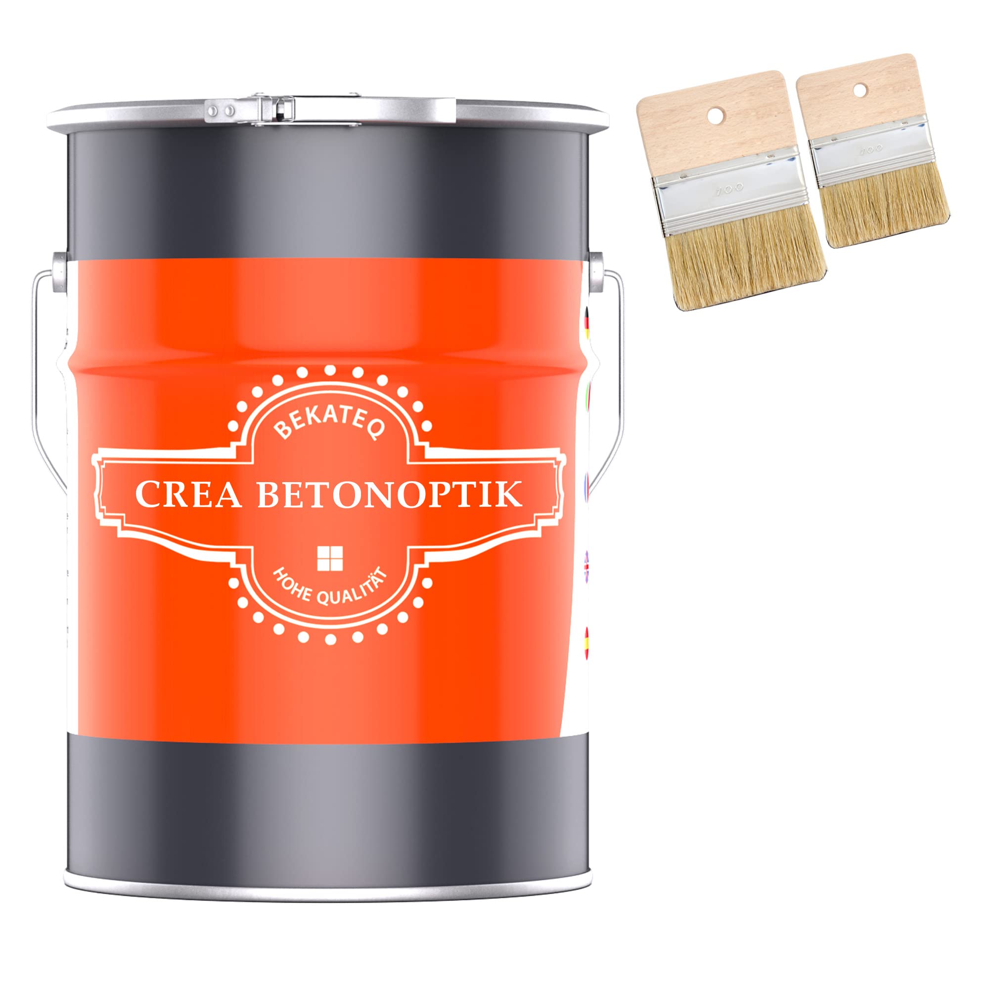 BEKATEQ Betonoptik in Betongrau 12kg, Limewash Style Betonlook bis 30qm Betonspachtel inkl. Werkzeug, Effektspachtel, Sichtbeton, fugenlose Wandgestaltung in Bad, WC, Wohnzimmer, Büro S1002