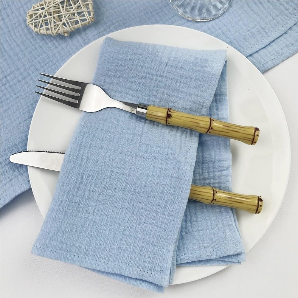 cloth napkins, 50PCS Gauze,Cotton Thick Napkins For Party Dinner Wedding Table Decor(Blue)