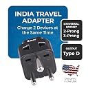 OREI UK to India Adapter Plug - 2 in 1 Type D US to India Converter Plug - Universal Input (UK, USA, Canada, EU & More) - CE & Rohs Certified gallery image