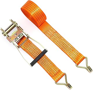 حبل بسقاطة من ال في جيه كيه اس، أداة شد بسقاطة بمشبك خطاف متين قابل للتعديل للشاحنات والمقطورات والأمتعة والبضائع (برتقالي)