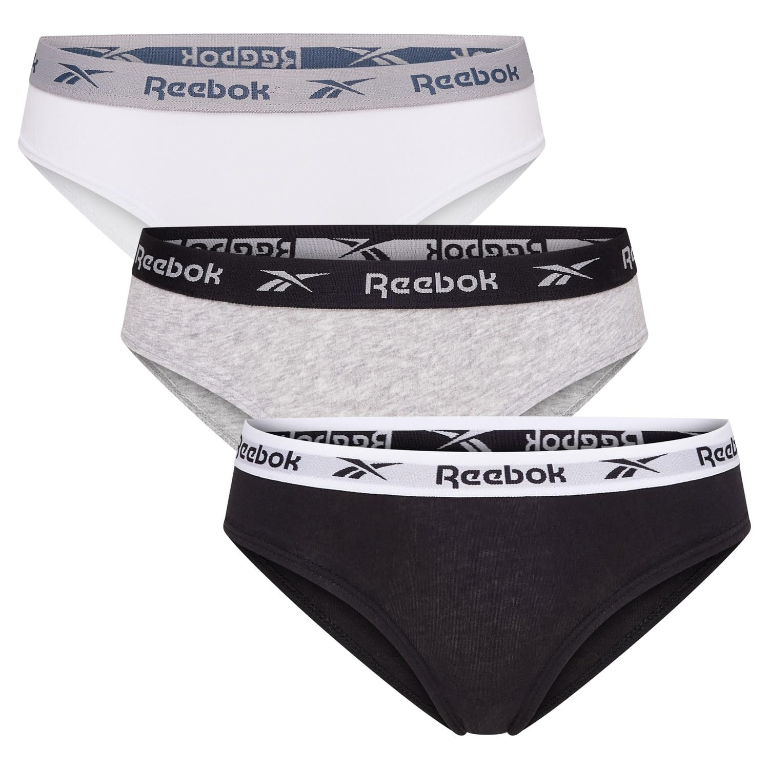 Reebok Women's 3 Pack Briefs Carina - Blk/Wht/Gry - 14 (L)