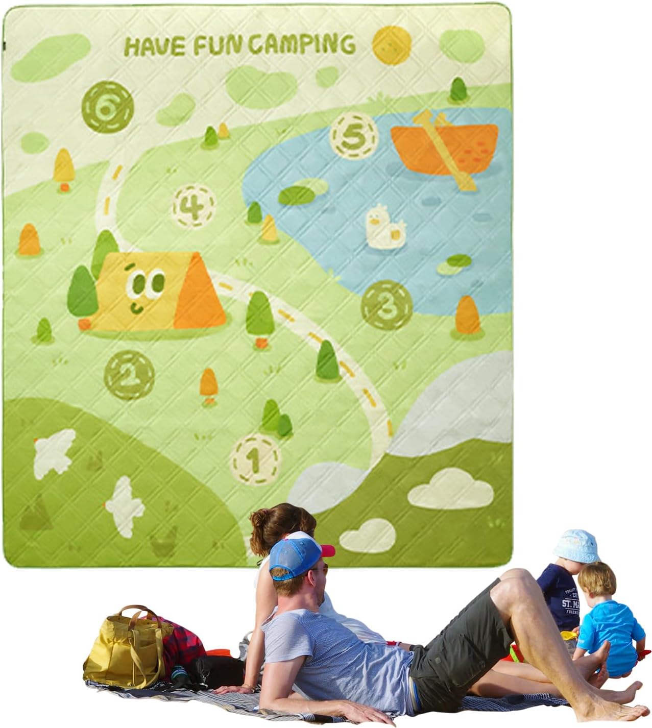 小学生も赤ちゃんも楽しめるお出かけ場所！, 小学生はゴーカートや芝滑り、餌やり, 赤ちゃんは休憩所、公園、動物たちのふれあい,  と、それぞれ楽しめるよ✨, 体験やワークショップを開催している日もあるから, 土日はチェックしておくとおすすめ！, しかも道の駅だから ... ピクニックブランケット - 洗える 携帯ストラップ付き - 大型ピクニックブランケット ゲームテーマ - スタジアム、芝生、音楽フェ