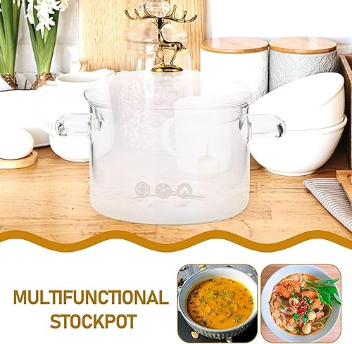 Miniatura 2 de Olla de cocina de vidrio con cubierta de ciervo - Olla de cocina de Navidad de 1.4L44 onzas con tapa, cacerola de vidrio resistente al calor,
