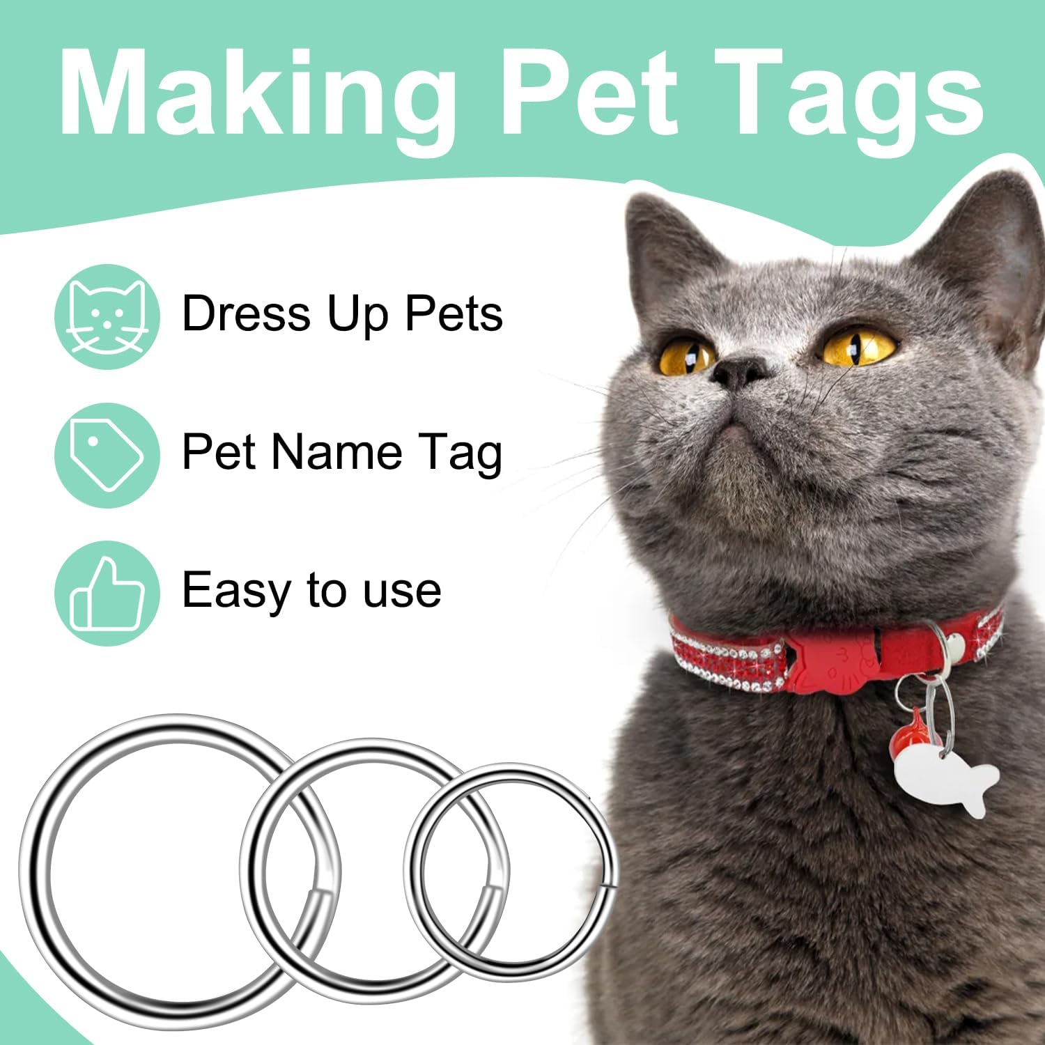 1/2" 300 PCS Silver Small Key Rings, Double Loops Split Rings Jewelry Making Metal Mini Key Ring for Keychian, Pet Collar Tag, Luggage Tag DIY Craft Hardware