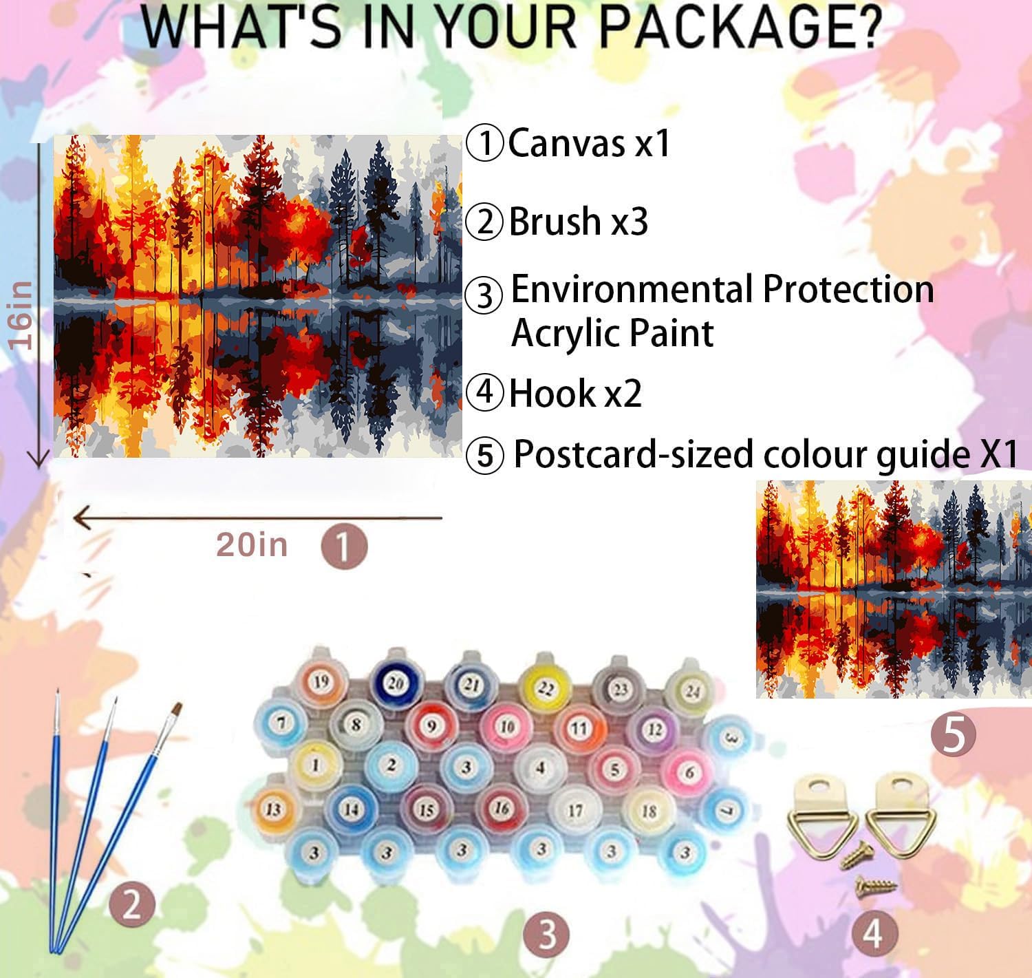 igoodom Paint by Numbers Kit for Adults Beginner, Landscape Adult Paint by Number Kits on Canvas, DIY Adults' Paint-by-Number Kits for Gift Home Wall Decor 16x20inch