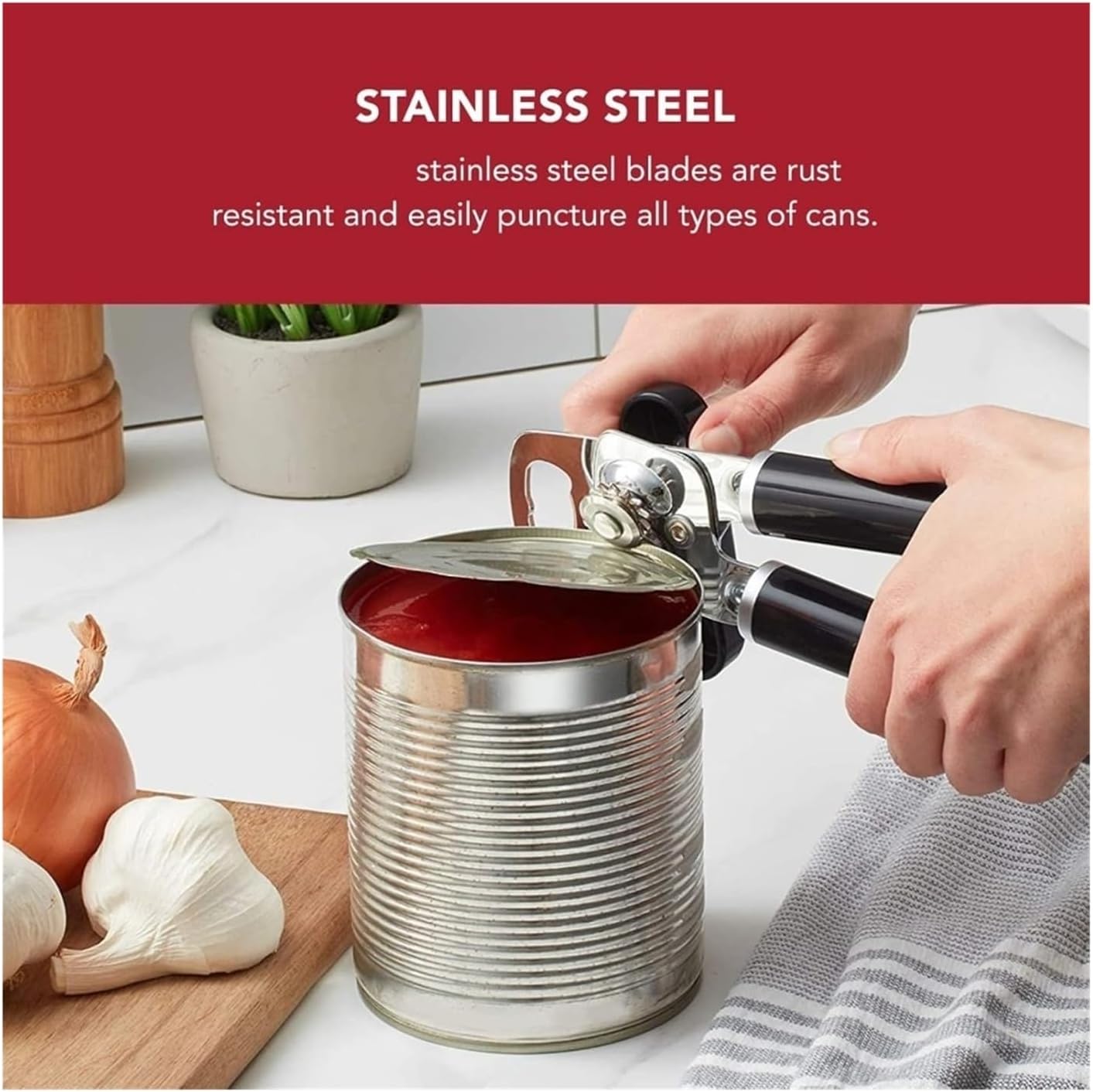 Classic Multifunction Can Opener and Bottle Opener - Easy to Use, Sharp Stainless Steel Cutting Wheel for Effortless Opening