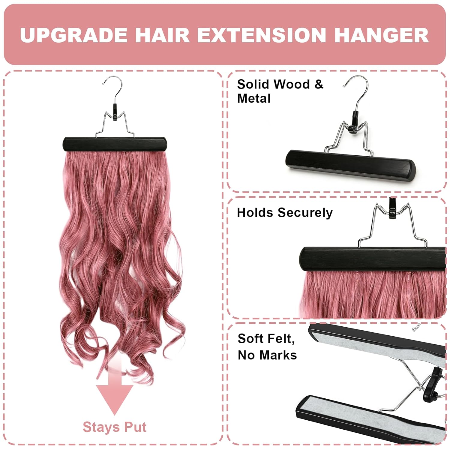 2 Pack Silk Satin Wig Storage Bag with Hanger, Breathable Hair Extension Holder for Styling & Organizing, Dust-proof Silk Case for Protecting Hair Extensions & Wigs