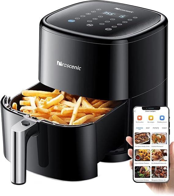 Proscenic T22 Air Fryer with 13 Presets & Shake Reminder, Oil Free Air Fryer 5L, Low-Noise, Compatible with APP & Alexa, 100+ Online Recipes, LED Touch Screen, Non-Stick Basket, 1700W