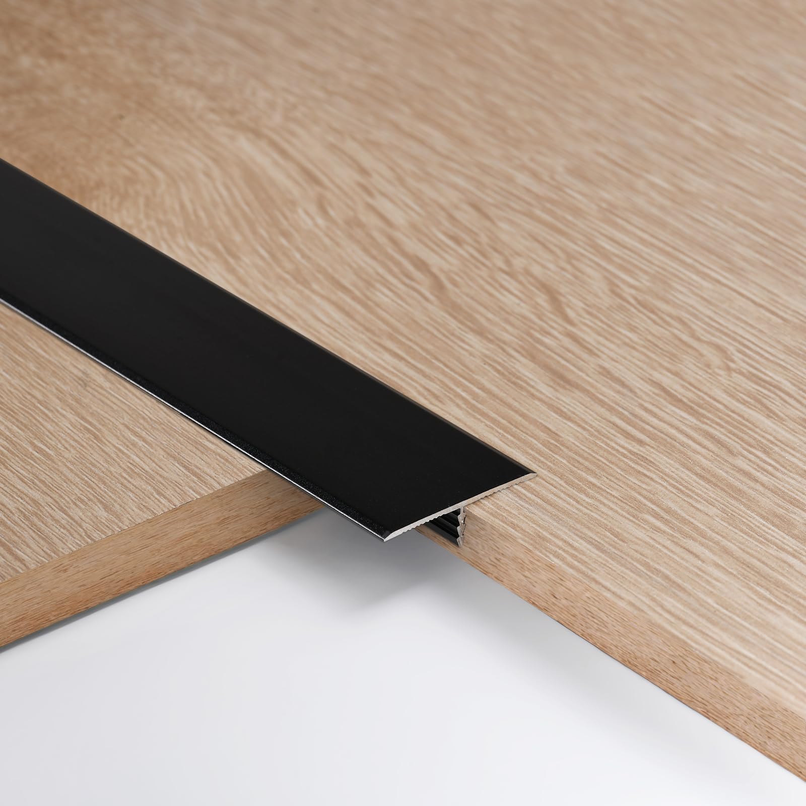3pcs 3.3cm Aluminum T Molding Floor Transition Strip Metal Flat Divider Strip for Joining Floor Gaps Laminate Profile Flooring Edge Trim Cover Strips,0.9m Black โ image 1