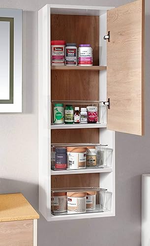 Miniatura 10 de Hudgan Caja organizadora de almacenamiento apilable pequeña con tapas de bambú para oficina en casa armario baños armarios de dormitorio