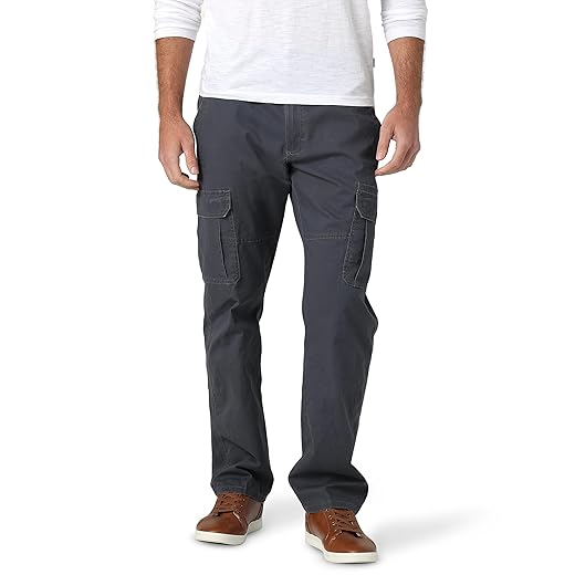 Wrangler Authentics Men's Relaxed Fit Stretch Cargo Pant, Anthracite Twill, 36W x 30L