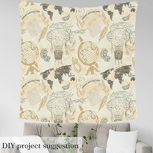 Miniatura 3 de World Map by The Yard - Tapicería retro para sillas, tela decorativa de globo de periódico antiguo, tema de aventura para interiores y exteriores,