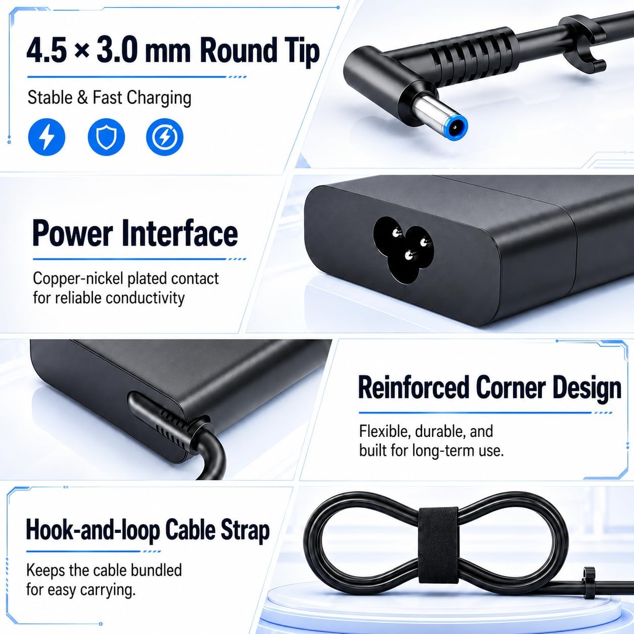 150W Charger Fit for HP ZBook 15 G3 Pavilion 17 Victus 4.5x3.0mm Blue Tip image 5