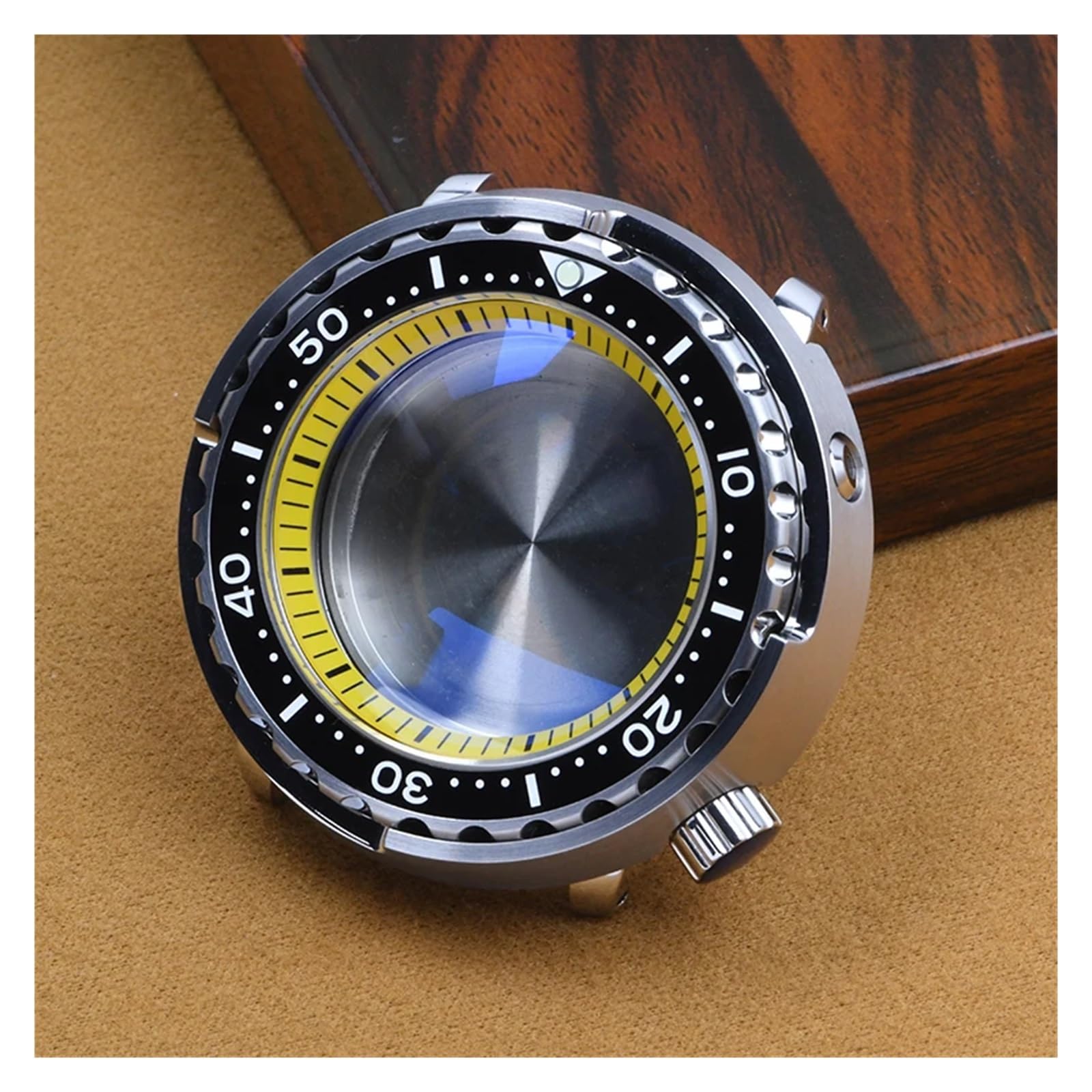1 Stück Uhrengehäuse aus Stahl, super Leuchtend, Thunfischdose, Saphirglas, Taucheruhr, passend for Seiko for NH35/NH36, Automatikwerk, Mod(White)