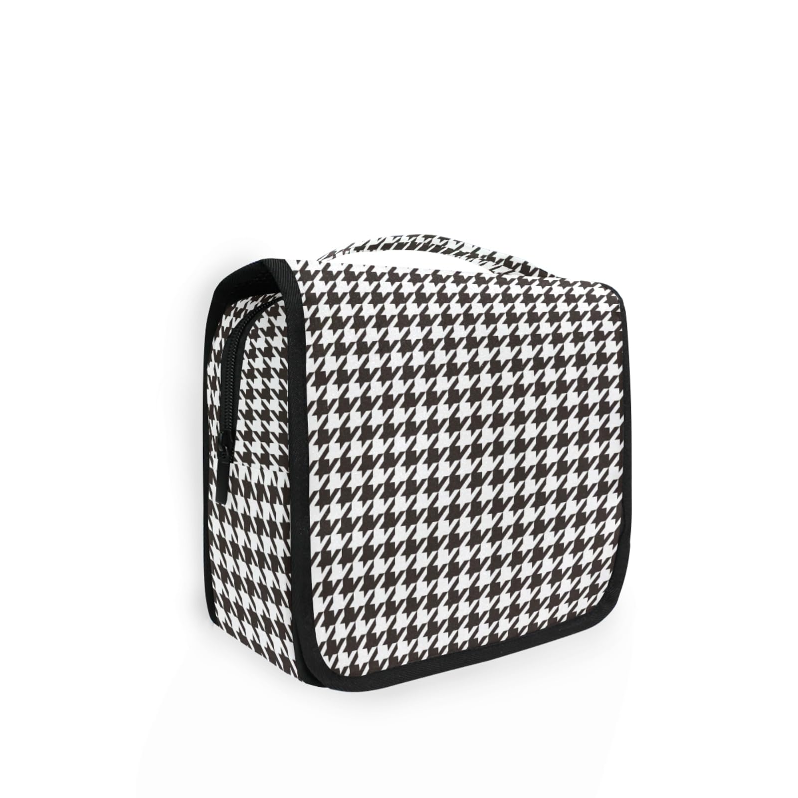 JUNZAN Houndstooth Black Hanging Toiletry Bag for Women & Men Travel Cosmetic Bag with Hook Family Makeup Organizer