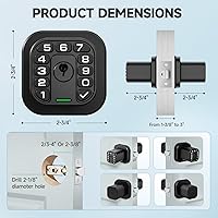 Vista 6 de Perilla de puerta de huellas dactilares, cerradura de puerta biométrica inteligente con teclado, perilla de puerta de código de entrada sin llave