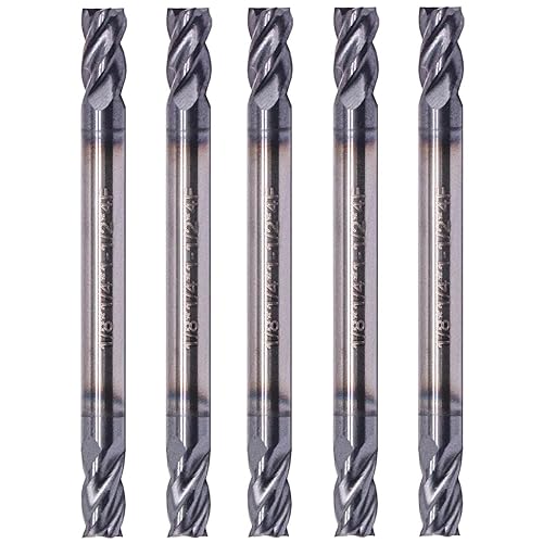 Vista 27 de BestParts 5 fresas de extremo cuadrado de carburo sólido de 1/4 pulgadas, doble extremo, revestimiento AlTiN, 4 flautas, hélice de 35 grados