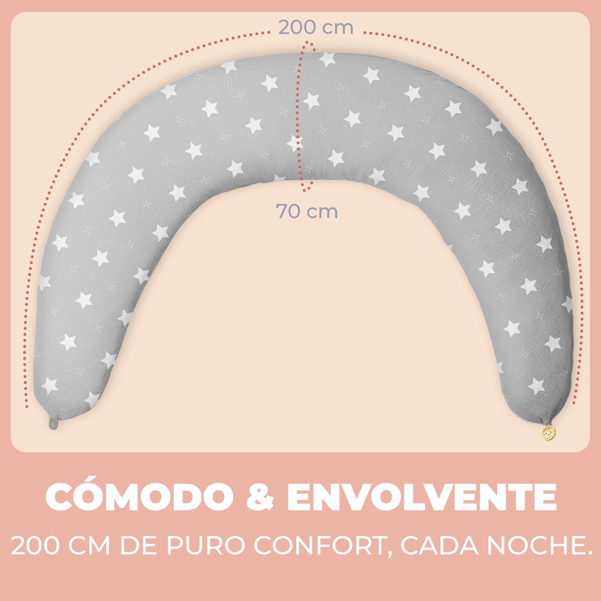 Almohada Embarazada y Cojin Lactancia Bebe para Dormir XXL Idea Regalo para Nuevas Mamás con Funda de 100% Algodón Almohada Multifuncional para Apoyo Espalda y Relleno Suave Accesorio de Maternidad