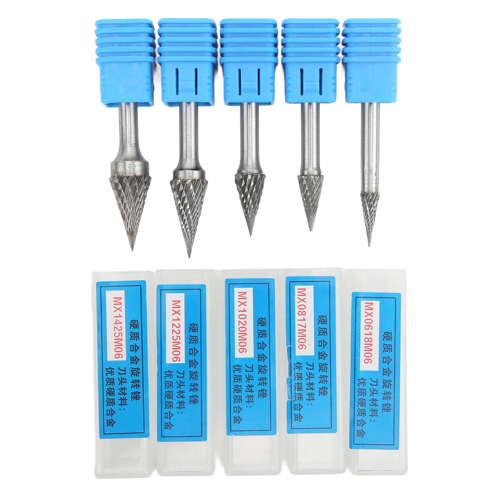 Juego de fresas de carburo Torvex, 5 piezas de brocas rotativas de doble corte, limas amoladoras con vástago de 6 mm para grabado de metal, pulido y desbarbado