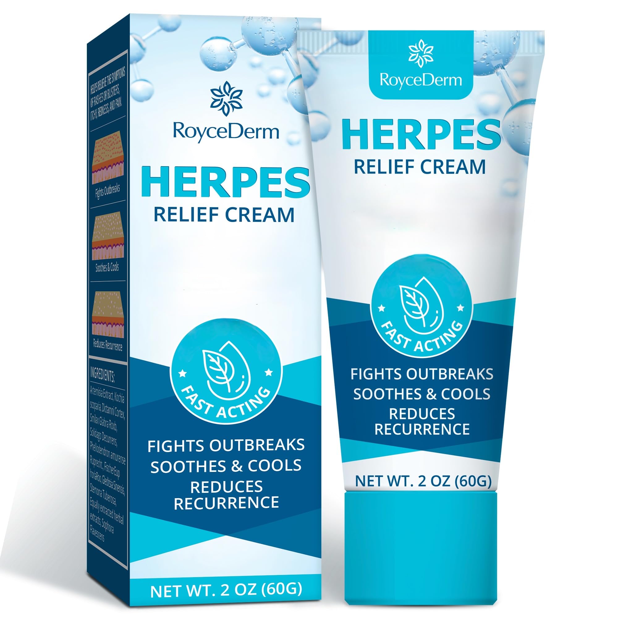 Roycederm Herpes Cream  Soothes Itching, Redness, Discomfort, and Sensitive Areas  Fast-Absorbing & Gentle Formula