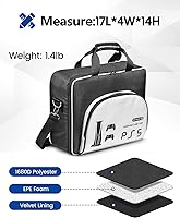 Vista 6 de DEVASO PS5 Carrying Case, Travel Case for Playstation 5 Console and PS5 DiskDigital Edition, Large Capacity Storage Bag for