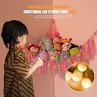 Vista 2 de Hamaca de red bohemia de almacenamiento de animales de peluche de macramé para animales de peluche con red ligera para mascotas para animales