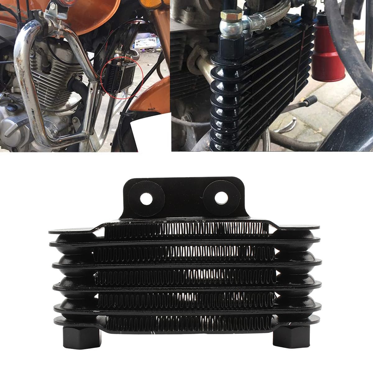 Radiatore olio motore universale a 5 file per moto da cross ATV da 100-250 cc - Radiatore di ricambio in lega di alluminio, nero