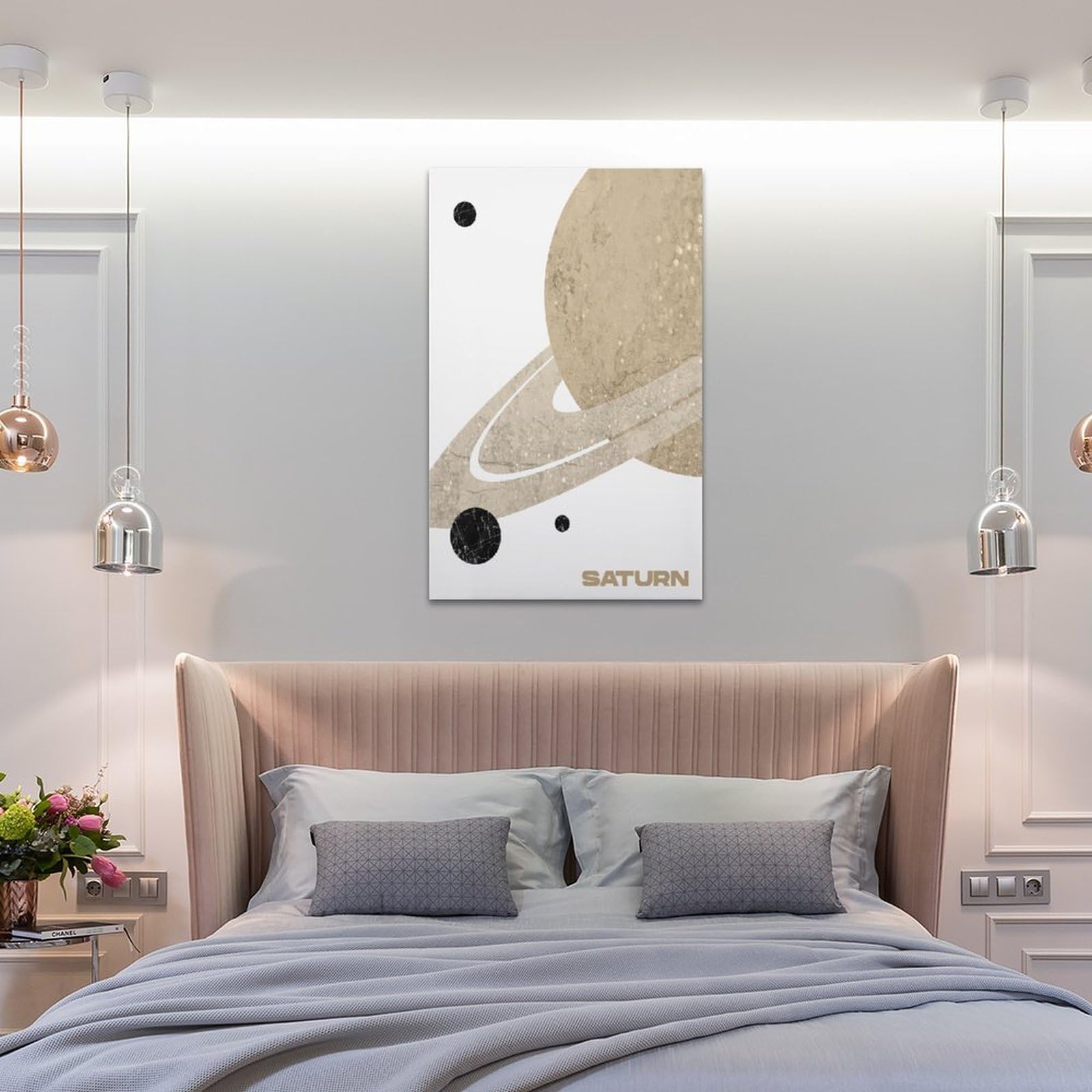 Poster di Saturno con texture in marmo, serie di poster con pianeti, decorazione da parete per gli amanti dello spazio, idee regalo astronomiche, tema spaziale