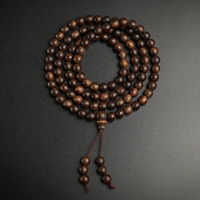 Bracelet 108 perles en bois d'agar naturel Phu Son artisanat d'exception