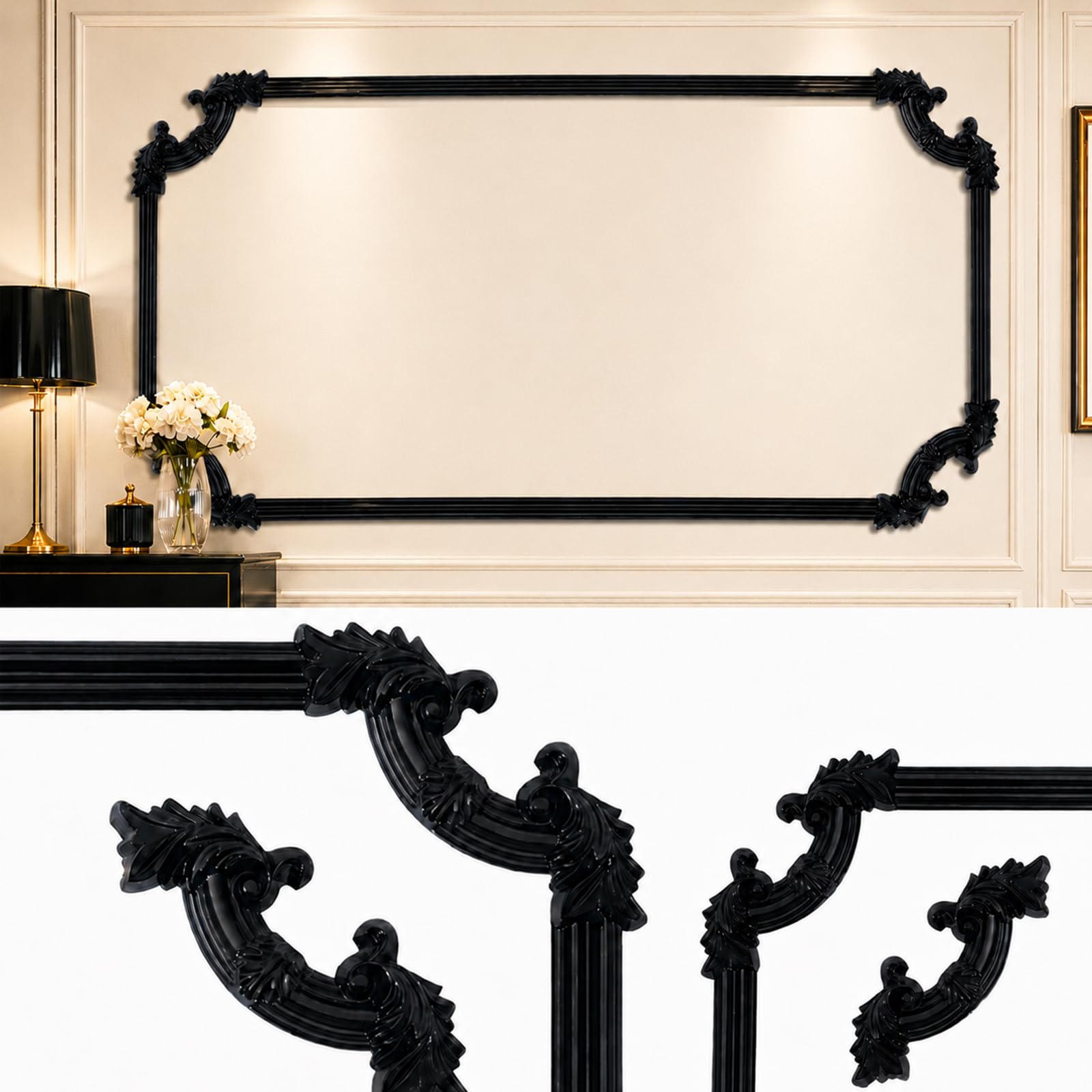 CBBEONRN Peel And Stick Wall Molding Kit PVC Flexible Trim for Bathroom Ceiling Black,5m
