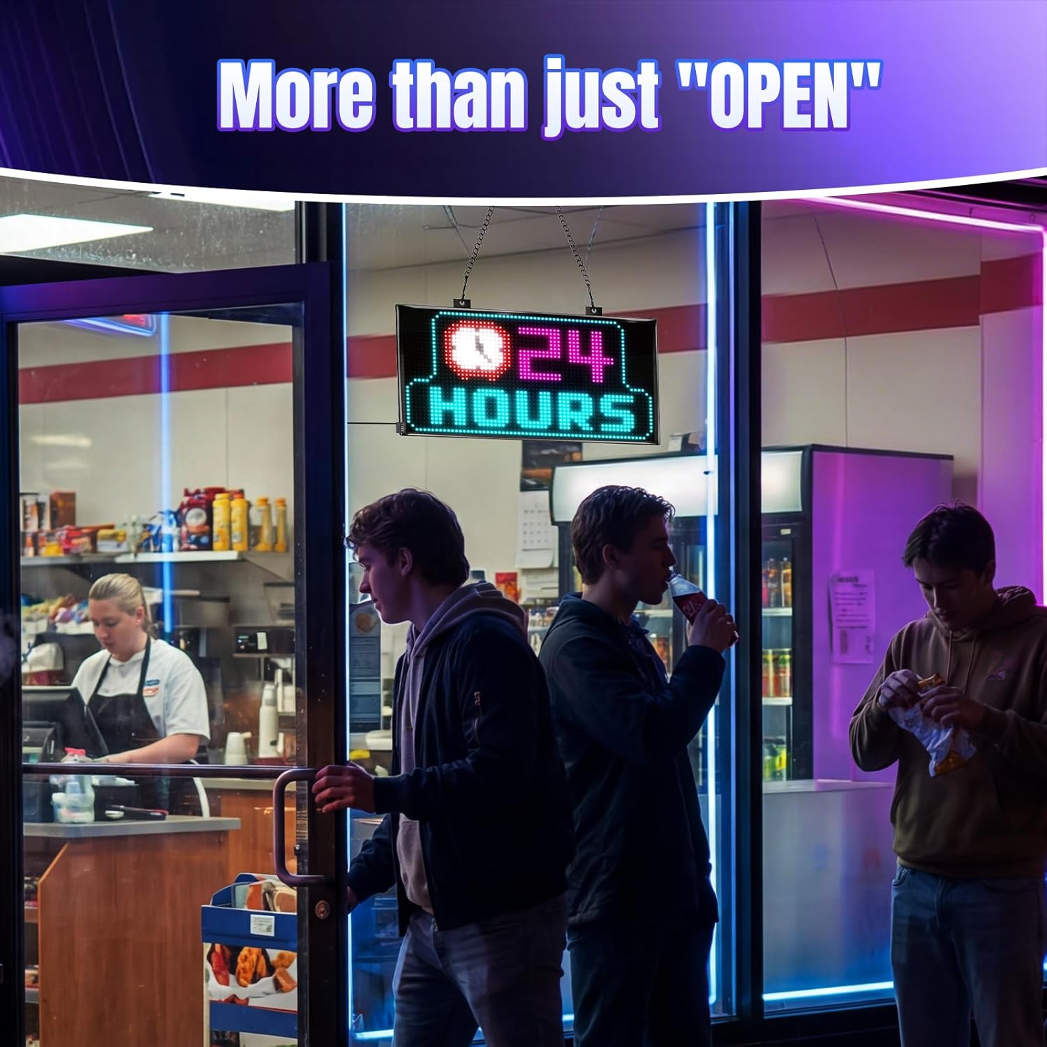 Programmable LED Open Sign,Support for Multiple Open Dynamic and Static Effects,App Control, for Business Window Glass Cafes Bar