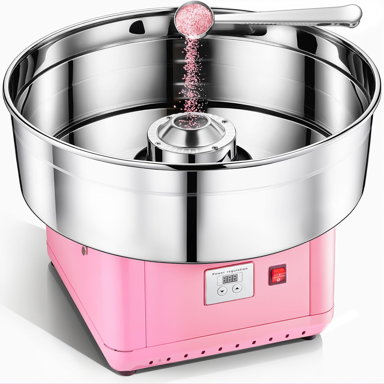 𝟐𝟎𝟐𝟓 𝐔𝐩𝐠𝐫𝐚𝐝𝐞𝐝 Cotton Candy Machine Commercial, 1000W Electric Cotton Candy Maker Kit with Pure Copper Motor, 21” Commercial Cotton Candy Maker Machine for Kids Birthday, Family Party Pink