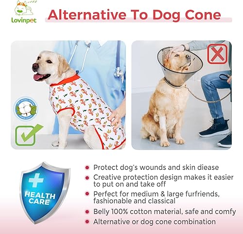 Miniatura 4 de LovinPet Trajes de cuerpo para perros después de la cirugía  Traje de recuperación de cirugía para perros hembras y machos, protección antilamidas,
