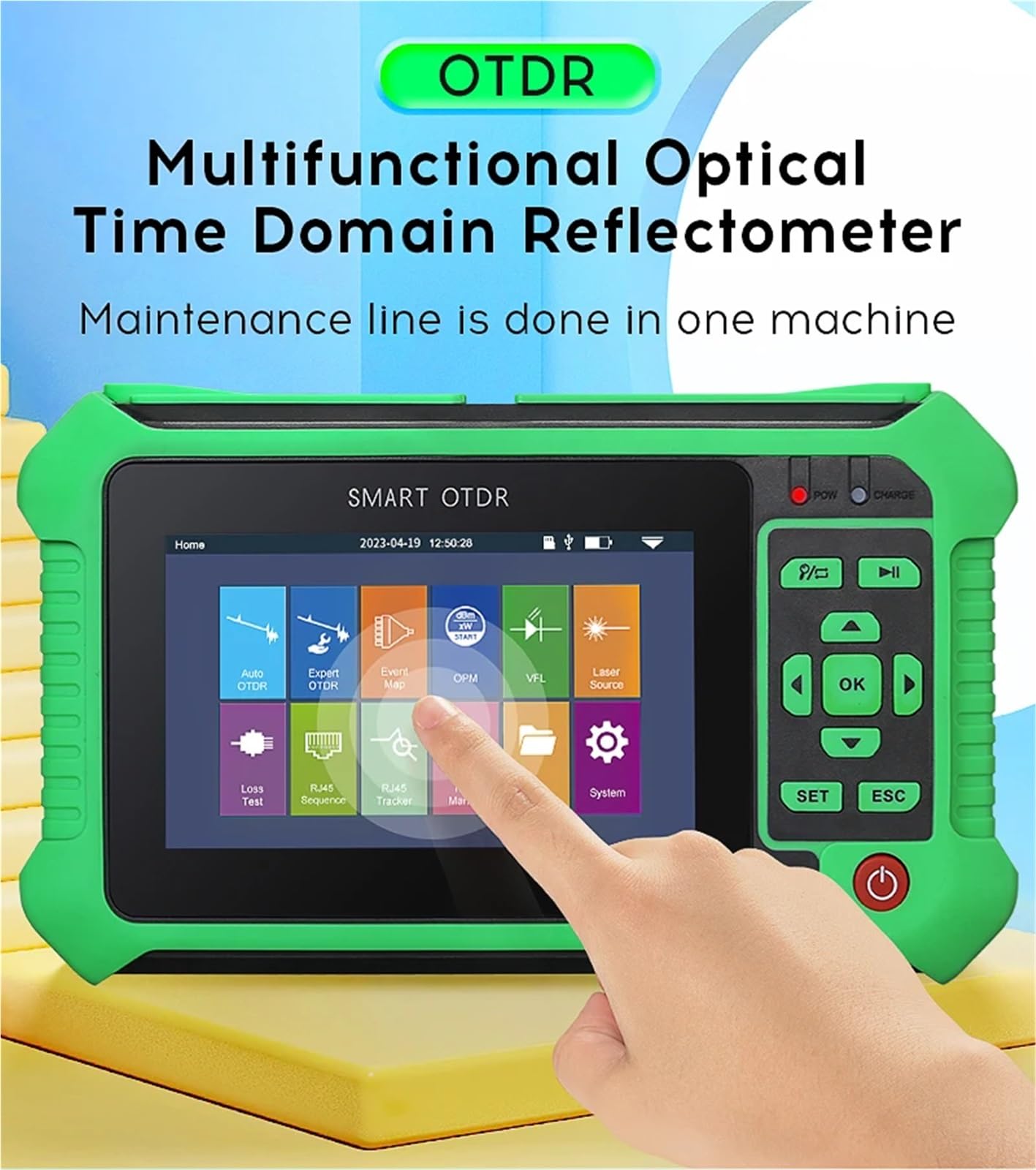 OTDR Fiber Optic Otdr-messgerät Mit 9 Funktionen VFL OLS OPM Ereignis Karte 22/24dB for 80km Fiber Kabel Ethernet tester(UPC)