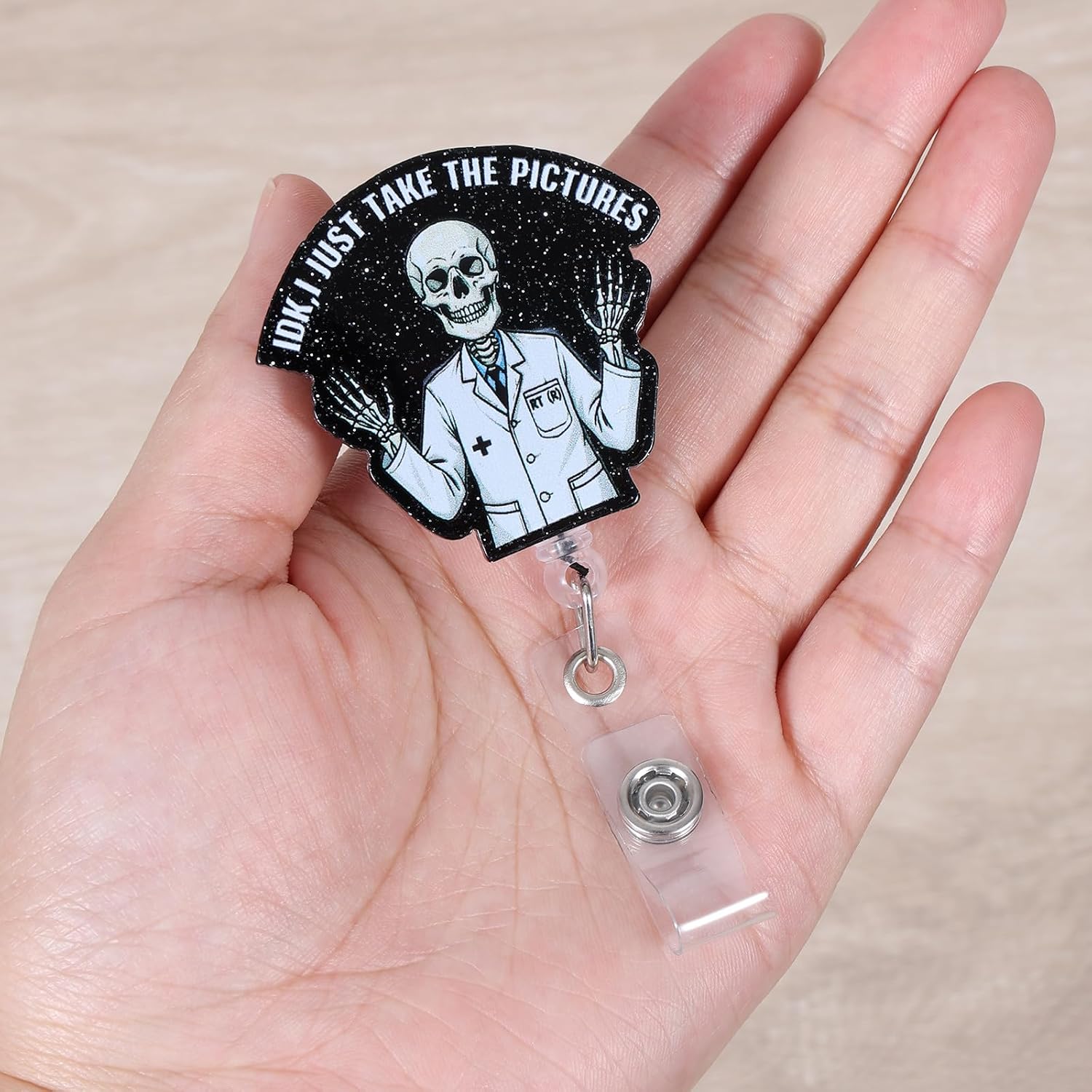 IDK,I Just Take The Pictures Funny Radiology Skeleton RT Nurse Badge Reel image 4