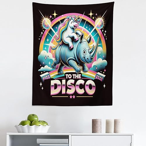 Miniatura 14 de Ambesonne Tapiz de fantasía, paisaje de fantasía con reloj, rayos de cielo de ensueño desde el techo, arte ficticio, colgante de pared ancho para